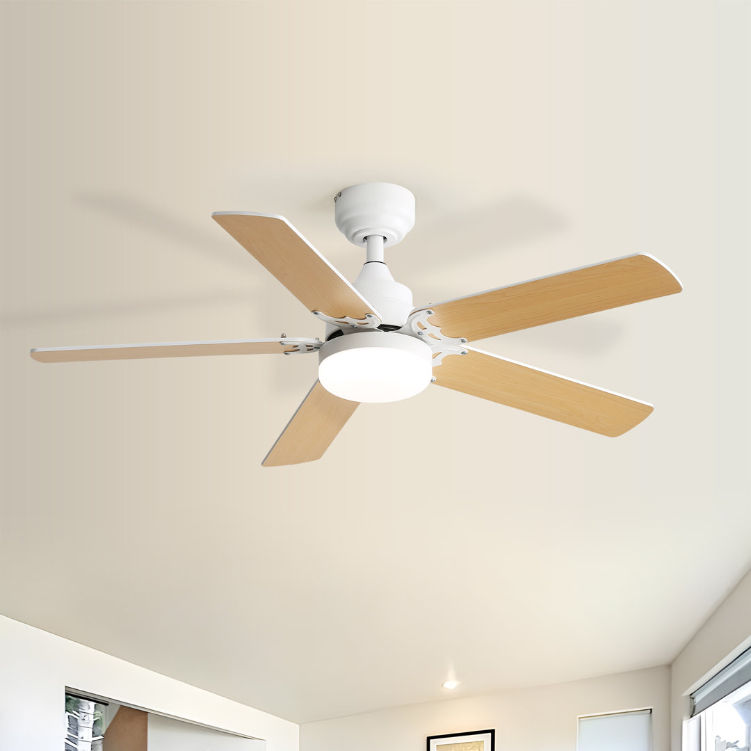 Derick 5-Blade Modern Ceiling Fan with LED Light and Remote Control
